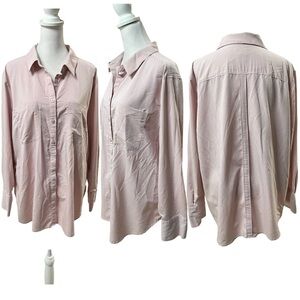 Chico's Pink Polka Dot Textured Long Sleeve Button Down Shirt Size 16/18
